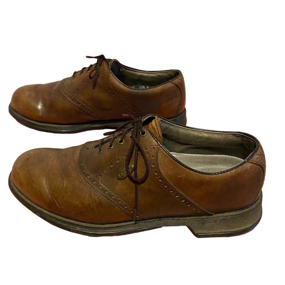 Etonic  Men Brown Leather Oxford‎ Spikes Golf Golfer Golfing Shoes Size 10.5W